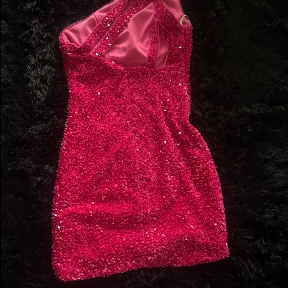 Women's Zapaka Hot Pink One Shoulder Sequins Homecoming Dress Size 2 - - Picture 5 of 6
